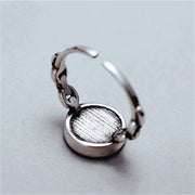 S925 Silver Black Dot Distressed Chain Ring