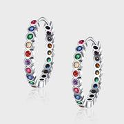 S925 Sterling Silver Circle Colorful Zircon Earrings