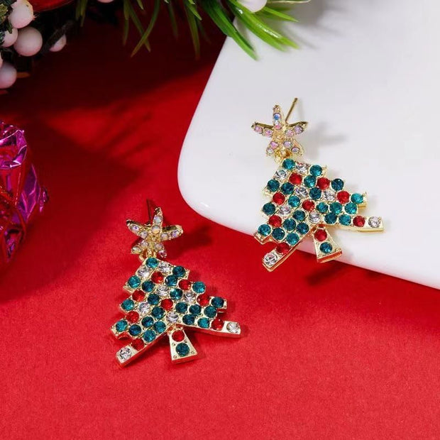 S925 Silver Needle Christmas earrings collection asymmetrical earrings sweet and lovely girl