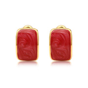 Sweet Korean Geometric Drop Oil Earrings Red Jewelry & Watches