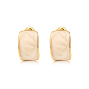 Sweet Korean Geometric Drop Oil Earrings Beige Jewelry & Watches