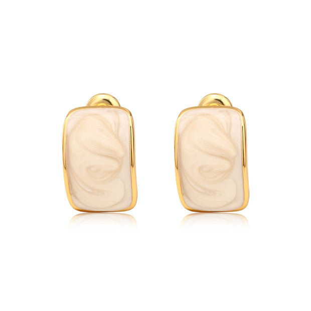 Sweet Korean Geometric Drop Oil Earrings Beige Jewelry & Watches