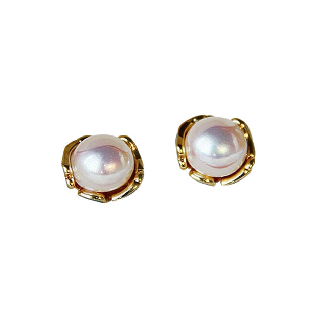 Antique Pearl Stud Earrings Silver - Modiniva LLC