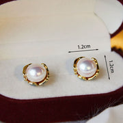 Antique Pearl Stud Earrings Silver - Modiniva LLC