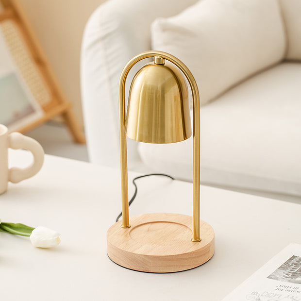 Melt wax lamp light luxury melt candle lamp lamp Bedroom ins girl bedside lamp romantic aromatherapy candle lamp US Golden bell+round wood Home Improvement