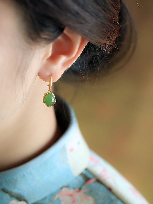 Gold Hetian Jade Earrings