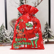 Large Christmas Stocking Candy Bags santa sacks Linen Christmas Gift Bag Drawstring Pocket Santa Claus Tote Bag - Modiniva LLC