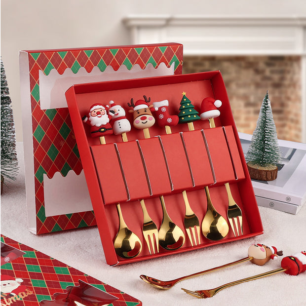 Stainless Steel Christmas Spoon & Fork Set - Modiniva LLC