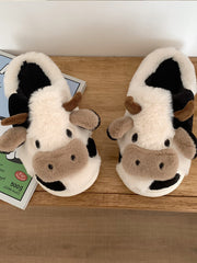 Cross-border large size cotton slippers winter new plush cotton slippers home indoor warm cotton slippers cow cartoon cotton slippers