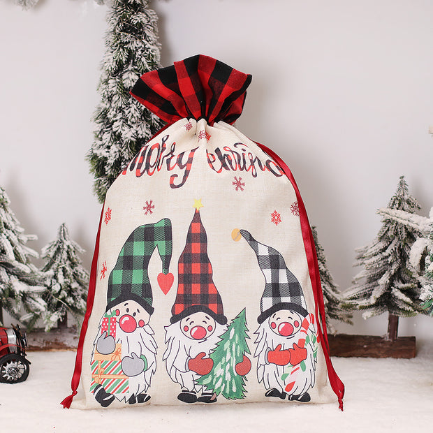 Large Christmas Stocking Candy Bags santa sacks Linen Christmas Gift Bag Drawstring Pocket Santa Claus Tote Bag - Modiniva LLC