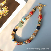 Medieval Stone & Ceramic Patchwork Necklace colored Jewelry & Watches