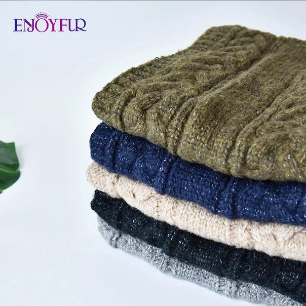 ENJOYFUR Cashmere Knit Scarf - Modiniva LLC