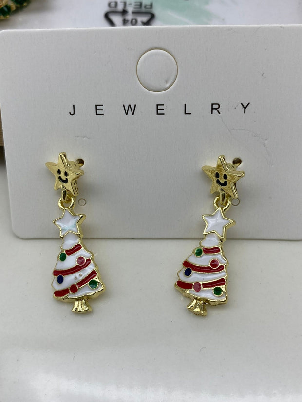 S925 Silver Needle Christmas earrings collection asymmetrical earrings sweet and lovely girl