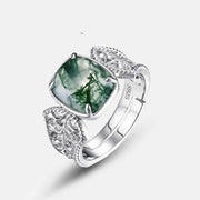 Silver Green Moss Agate Ring