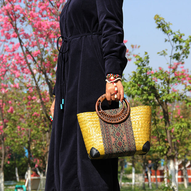 Straw Woven Women's Handmade Bag Yellow Bags & Shoes