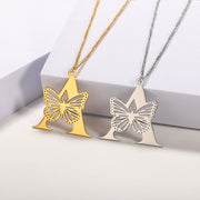 Butterfly Initial Pendant Necklace A Jewelry & Watches