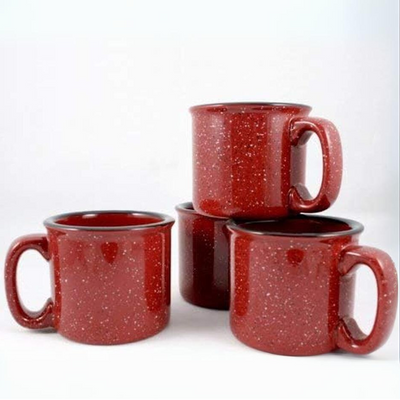 Thick Walled Burgundy Ceramic Campfire Mug Set