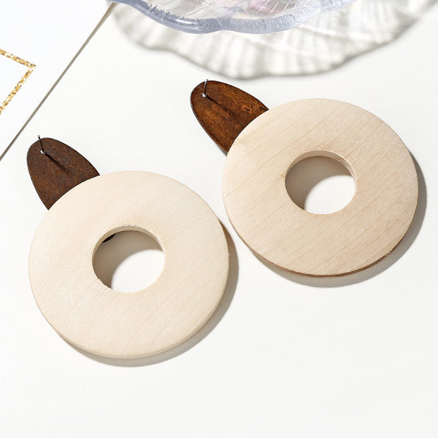 Wooden Round Hoop Earrings