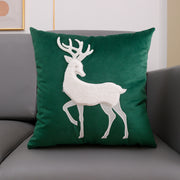 Christmas pillow case Embroidered moose pillow case - Modiniva LLC