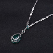 Natural Stone Green Agate Evening Pendant Necklace