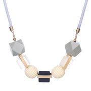 Minimalist Wood Beads Pendant Necklace Black Bags & Shoes