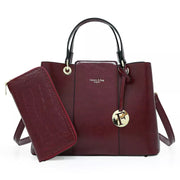 Maroon Faux Crocodile Handbag Set (2-Pieces)