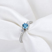 ROMAD Ocean Blue Rhinestone Rings Women Size 105 Gold Silver Finger Rings for Wedding Engagement Simple Bohemian Rings