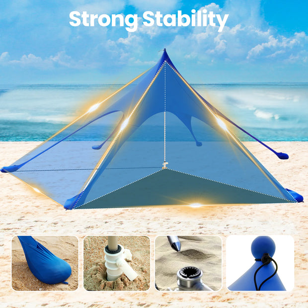 Beach Canopy Tent Sun Shade, 12X12 FT Beach Tent