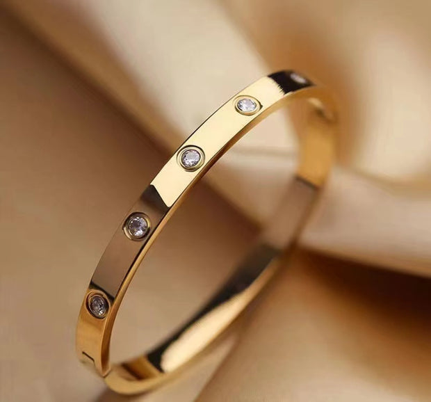 Gold Plated Friendship Love Bangle Bracelet - Modiniva LLC