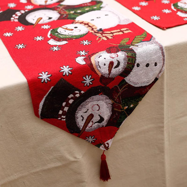 Christmas Elk Snowman Table Runner - Modiniva LLC