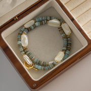 Vintage Gray Green Natural Stone Baroque Necklace For Women