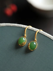 Gold Hetian Jade Earrings