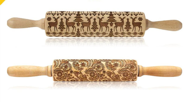 Rolling Pin Christmas Embossing Reindeer+B 35cm Bags & Shoes