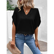 Romantic Lace V-Neck: Flowy Boho Blouse Women's Clothing