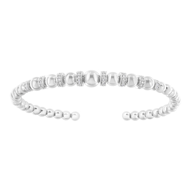 Elegance Diamond Bead Cuff Bracelet in Sterling Silver - Modiniva LLC