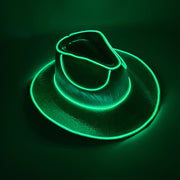 Halloween LED Glow Cowboy Hat Adult wireless version - green One Size Others