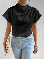 Round Neck Solid Color Loose Women's Tops Black Women's Clothing