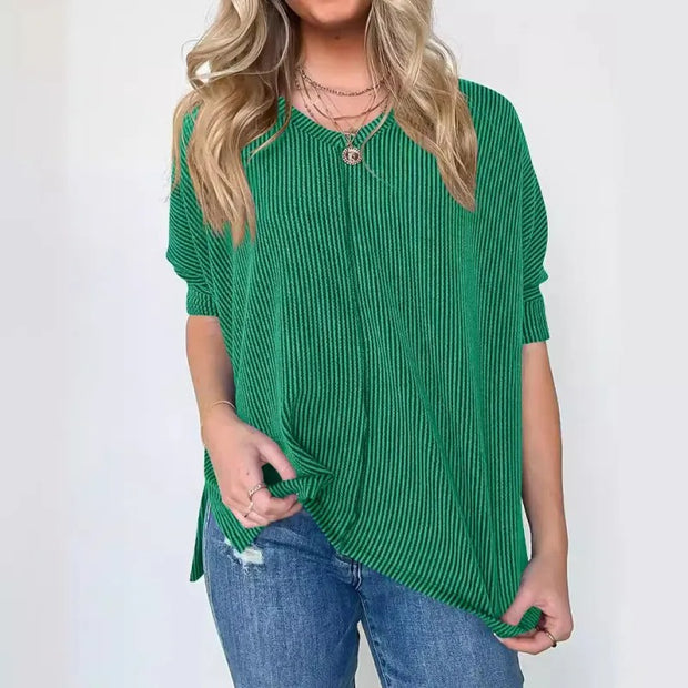 WaveStripe Batwing Blouse - Modiniva LLC