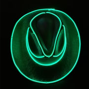 Halloween LED Glow Cowboy Hat Adult wireless version - white background green One Size Others