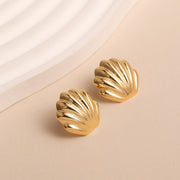 Vintage Chic: French Matte Metal Shell Earrings