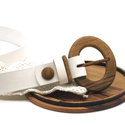 Luxury Women's Leather Wood Belt - Modiniva LLC