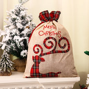 Large Christmas Stocking Candy Bags santa sacks Linen Christmas Gift Bag Drawstring Pocket Santa Claus Tote Bag - Modiniva LLC