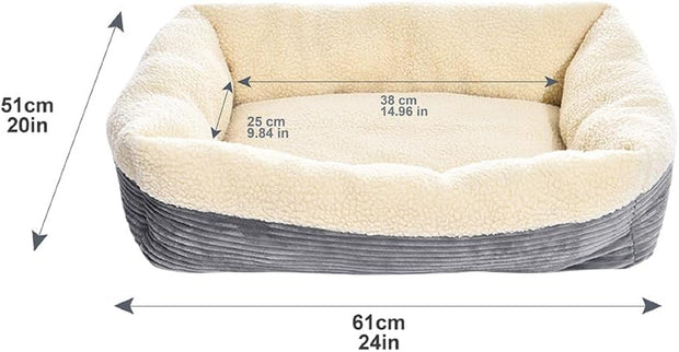 Self-Warming Pet Bed, Rectangle, Grey - 24"L x 20"W x 7"H