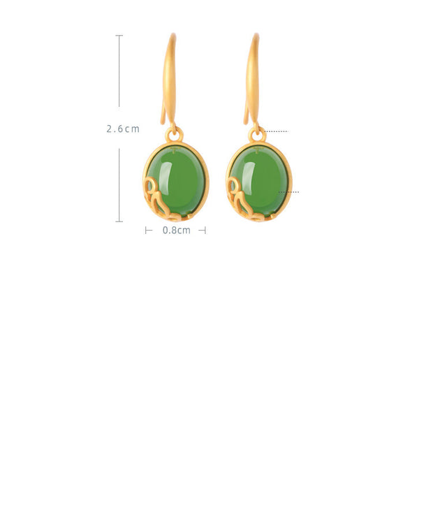 Gold Hetian Jade Earrings