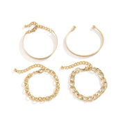 Simple And Smooth C-shaped Hollow Chain Bracelet Set - Modiniva LLC