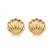 Vintage Chic: French Matte Metal Shell Earrings