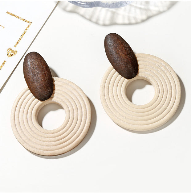 Wooden Round Hoop Earrings