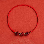 Unisex Natural Cinnabar Charm Bracelet