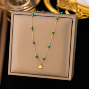 Assorted Vintage Pendant Necklaces & Earrings [XLH6146] Green Diamond Necklace Gold Jewelry & Watches