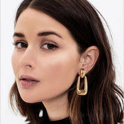 Gold-Plated Geometric Stud Earrings Jewelry & Watches